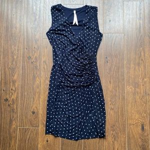 NWOT Bailey 44 navy dress with white polka dots
